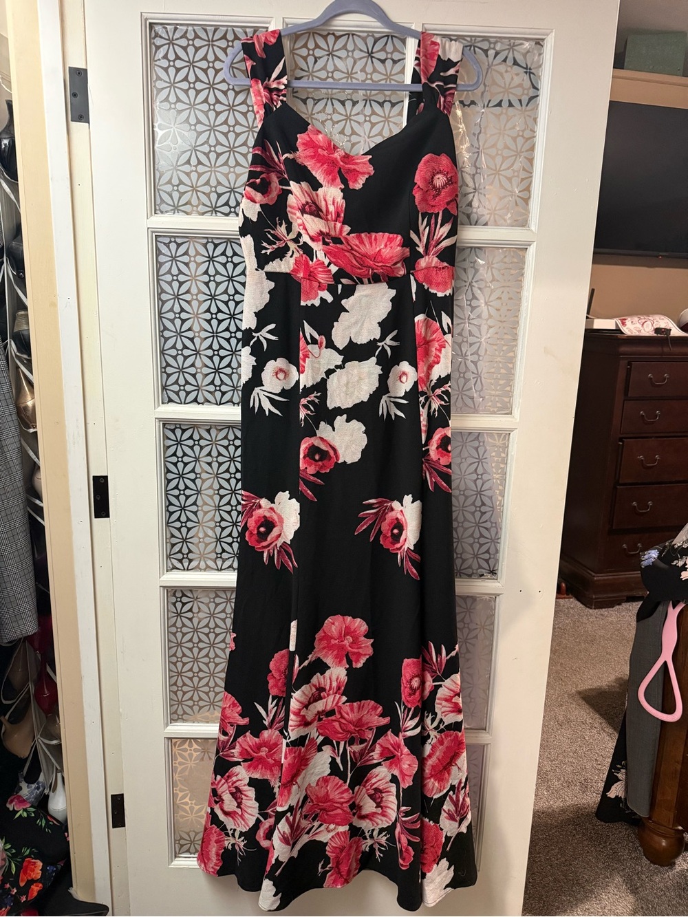 Eva Mendes black floral evening gala cruise dress NWT size 10 TALL